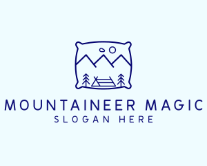 Bed Pillow Mountain Camp logo design