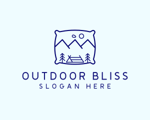 Bed Pillow Mountain Camp logo design