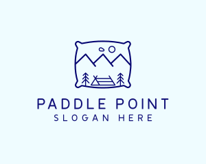 Bed Pillow Mountain Camp logo design