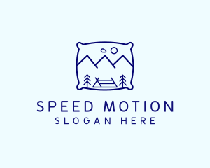 Bed Pillow Mountain Camp logo design