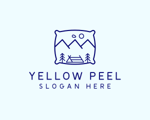 Bed Pillow Mountain Camp logo design