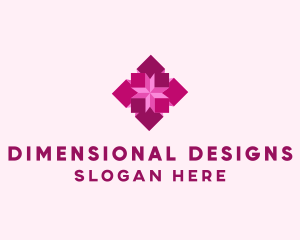 3D Geometric Flower logo design