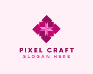 3D Geometric Flower logo design