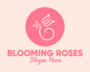 Pink Rose Flower logo design