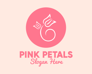 Pink Rose Flower logo design