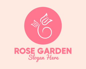 Pink Rose Flower logo design