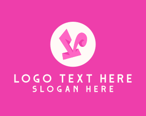 Pinky Funky Letter V logo design