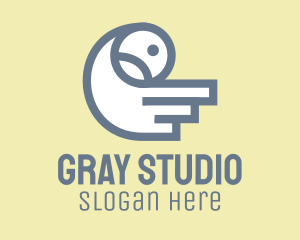 Gray Sparrow Bird  logo