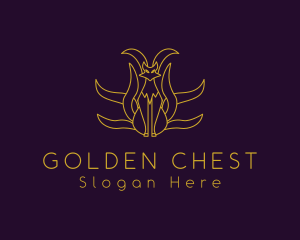 Golden Mythical Fox Creature logo design