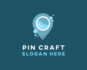 Location Pin Laundry logo design