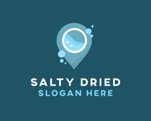 Location Pin Laundry logo design