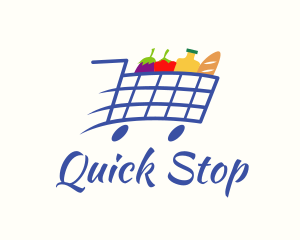 Fast Grocery Pushcart logo design