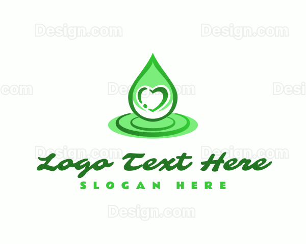 Green Heart Droplet Logo