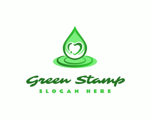 Green Heart Droplet logo design