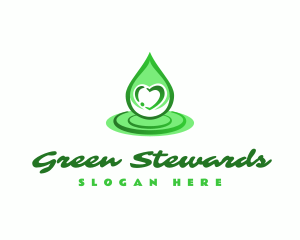 Green Heart Droplet logo design