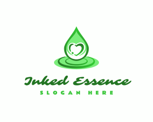 Green Heart Droplet logo design