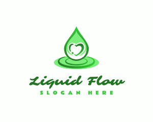 Green Heart Droplet logo design