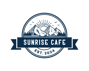 Nature Mountain Sunrise logo design