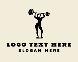 Woman Bodybuilder Barbell logo design