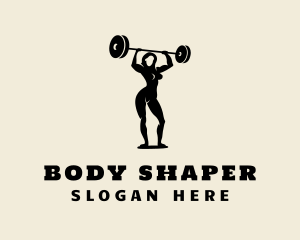 Woman Bodybuilder Barbell logo design