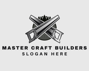 Saw Builder Woodworker logo design