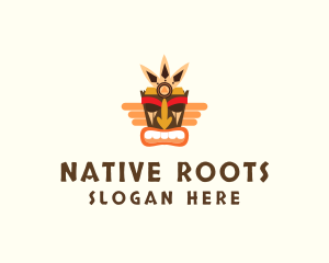 Winged Tribal Tiki logo design