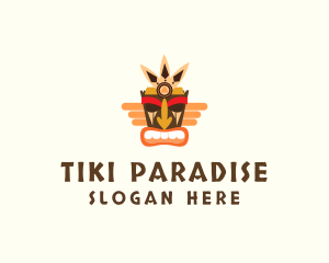 Winged Tribal Tiki logo design