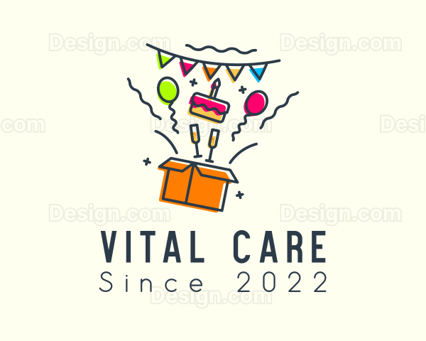 Birthday Gift Box Celebration Logo