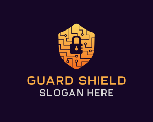 Circuit Padlock Shield logo