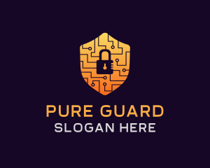 Circuit Padlock Shield logo design