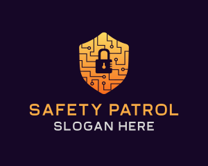 Circuit Padlock Shield logo