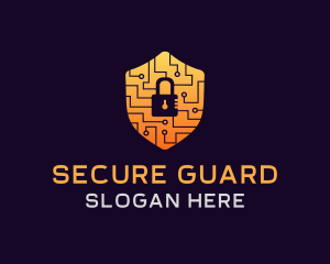 Circuit Padlock Shield logo design