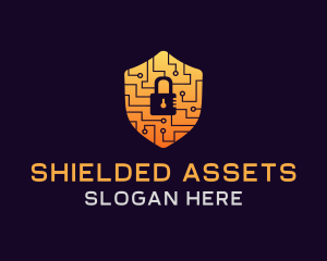 Circuit Padlock Shield logo