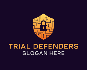 Circuit Padlock Shield logo design