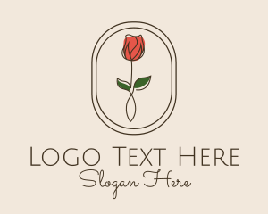 Minimalist Rosebud Flower logo design