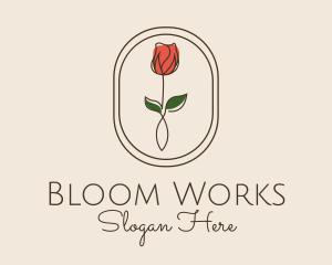 Minimalist Rosebud Flower logo design