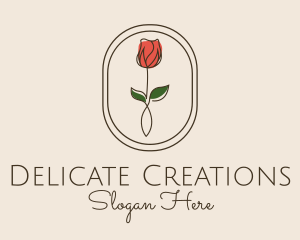 Minimalist Rosebud Flower logo design