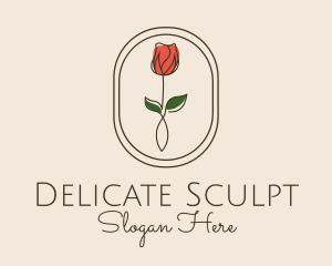 Minimalist Rosebud Flower logo design