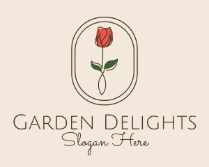 Minimalist Rosebud Flower logo design