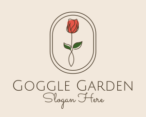 Minimalist Rosebud Flower logo design