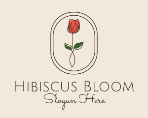 Minimalist Rosebud Flower logo design