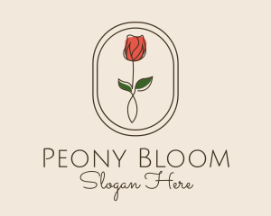 Minimalist Rosebud Flower logo design