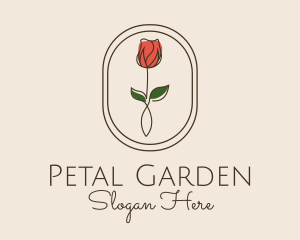 Minimalist Rosebud Flower logo design