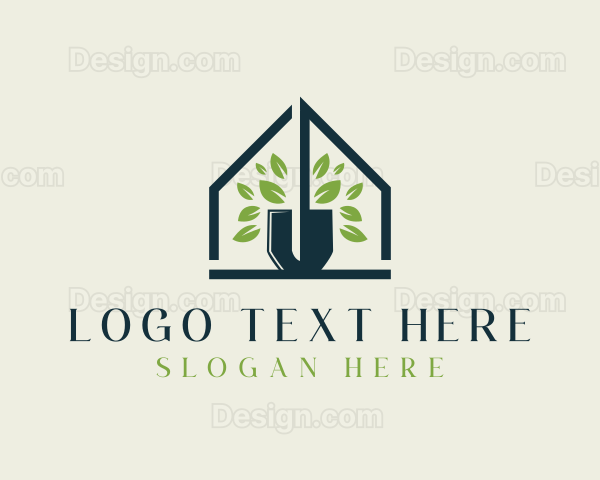 House Leaf Shovel Gardening Logo