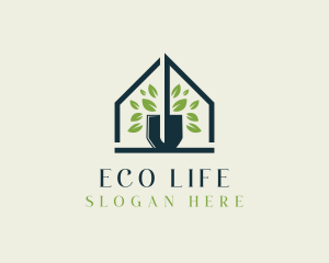 House Leaf Shovel Gardening logo design