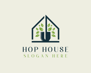 House Leaf Shovel Gardening logo design