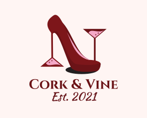 Classy Wine Stiletto logo design