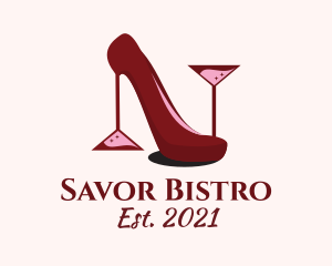 Classy Wine Stiletto logo design