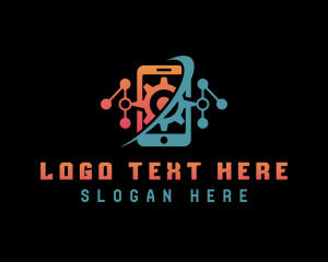 Mobile Phone Cyberspace logo design