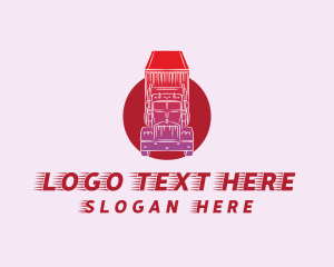 Red Cargo Truck Delivery logo design